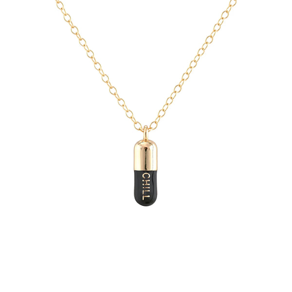 Dark Slate Gray Chill Pill Enamel Necklace Necklace