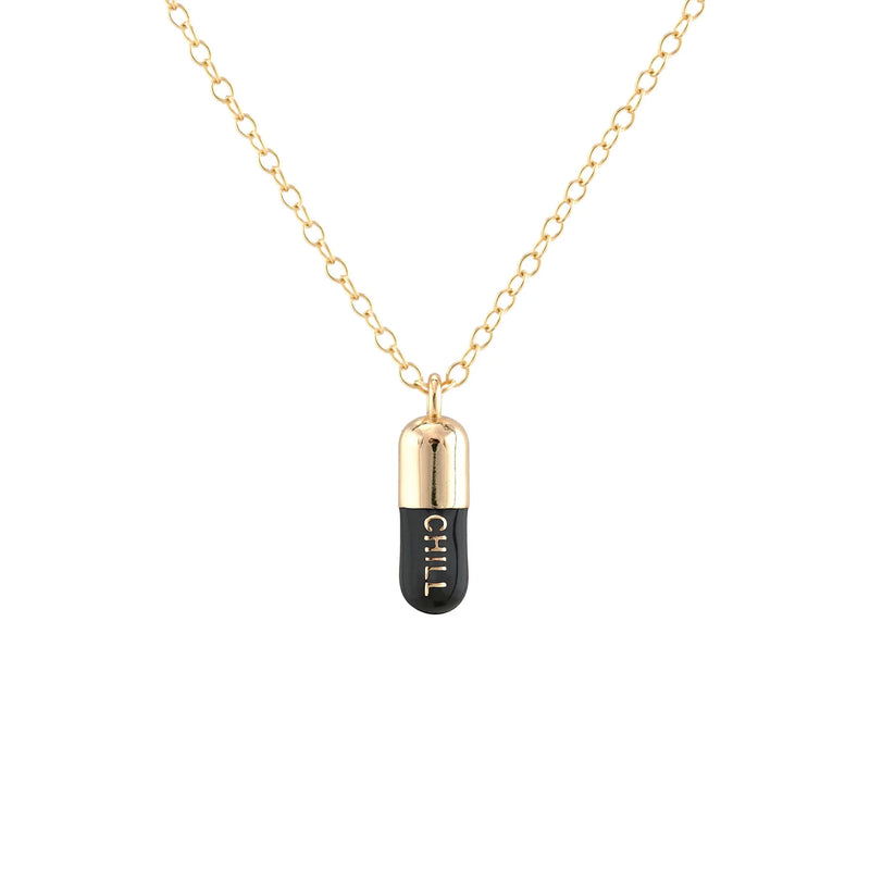 Dark Slate Gray Chill Pill Enamel Necklace Necklace