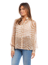 Tan Desert Shirred Button Blouse Shirts & Tops
