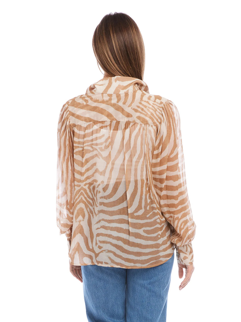 Tan Desert Shirred Button Blouse Shirts & Tops