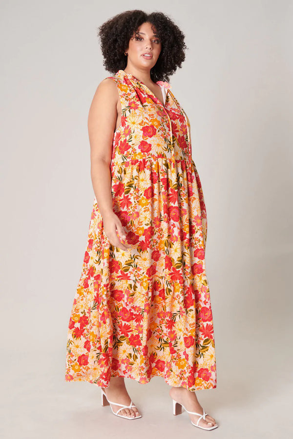 Light Gray Didion Floral Tiered Maxi Dress Dresses