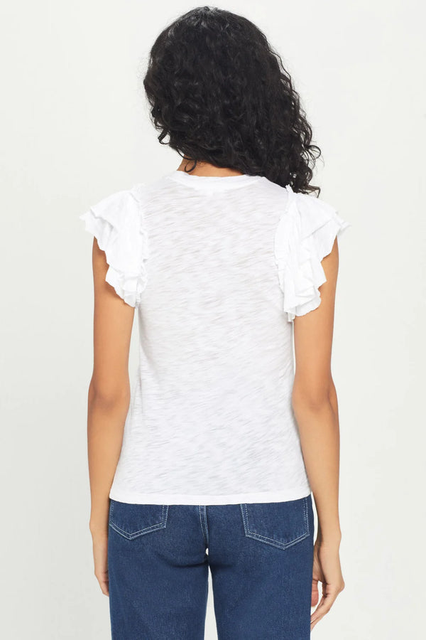 Dark Slate Gray Sleeveless Double Ruffle Shell Shirts & Tops