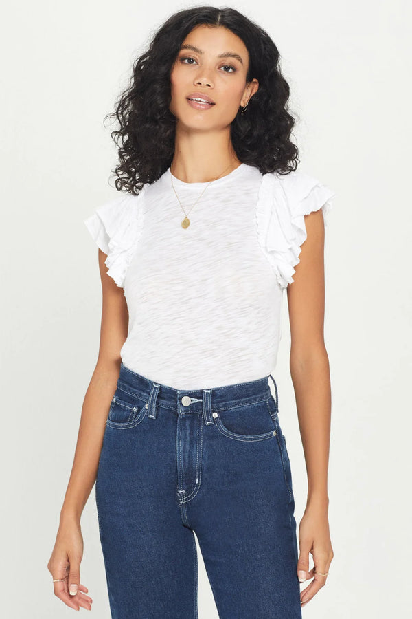 Dark Slate Gray Sleeveless Double Ruffle Shell Shirts & Tops