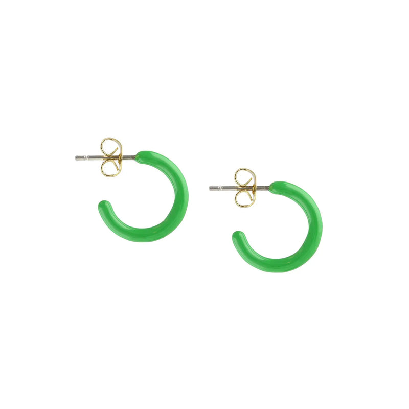 Medium Sea Green Petite Palette Enamel Post Hoop Earrings Hoops