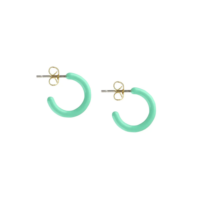 Medium Aquamarine Petite Palette Enamel Post Hoop Earrings Hoops