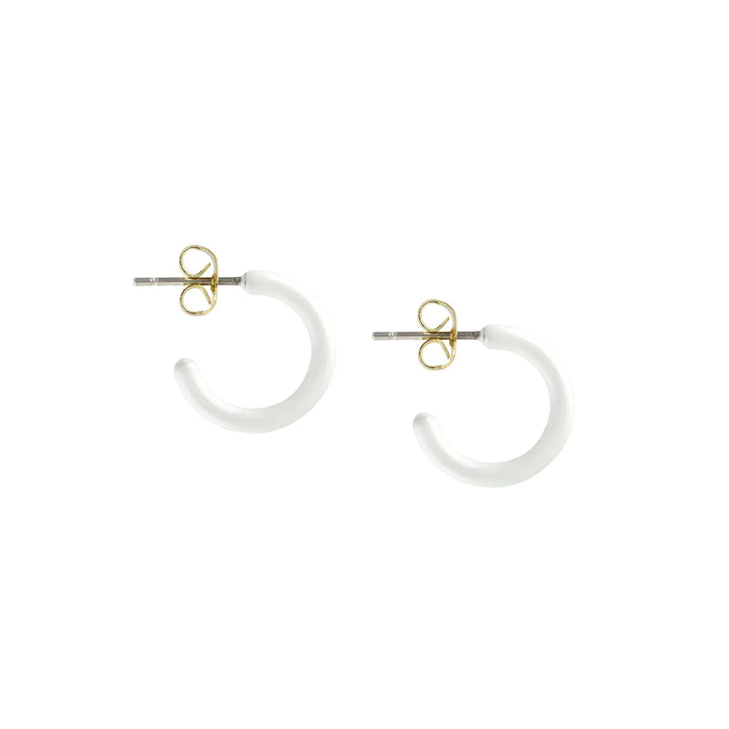Beige Petite Palette Enamel Post Hoop Earrings Hoops