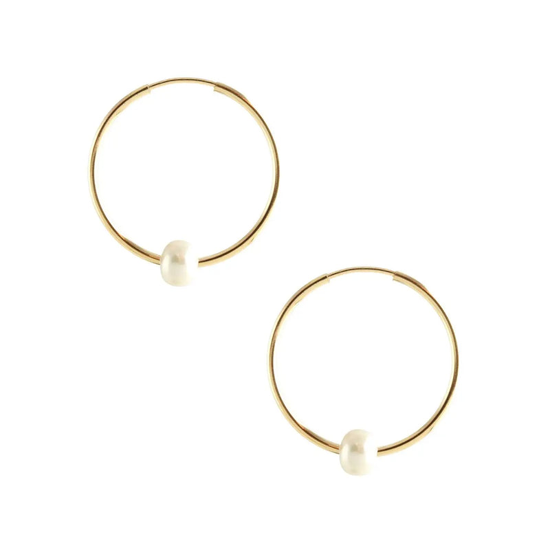 Antique White Freshwater Pearl Featherweight Hoop Earrings Hoops