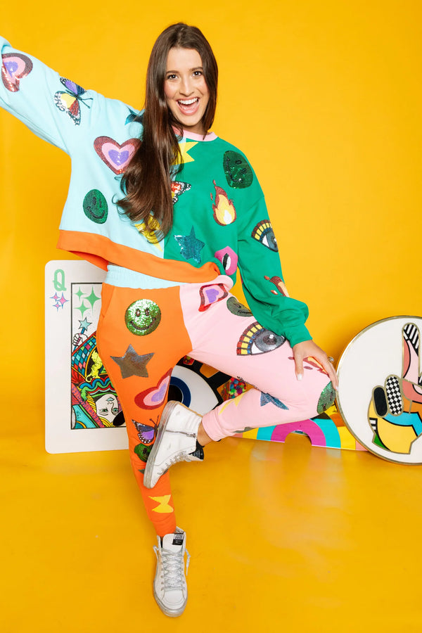 Orange Icon Colorblock Sweatshirt Jogger