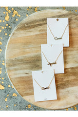 Tan Script Zodiac Necklace Necklace