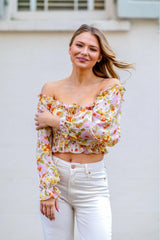 Light Gray Floral Forever Crop Top Shirts & Tops
