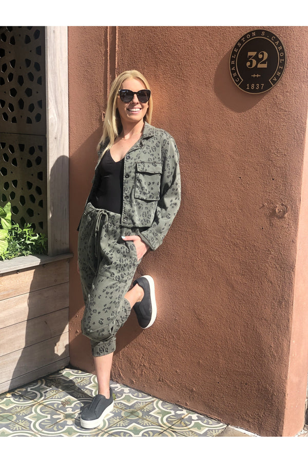 Dim Gray The Olivia Leopard Pocket Jogger jogger