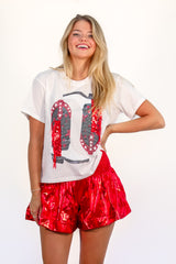 White Smoke Metallic Swing Shorts