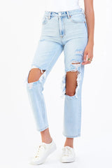White Smoke Jodi Super High Rise Cropped Straight Jean Jeans