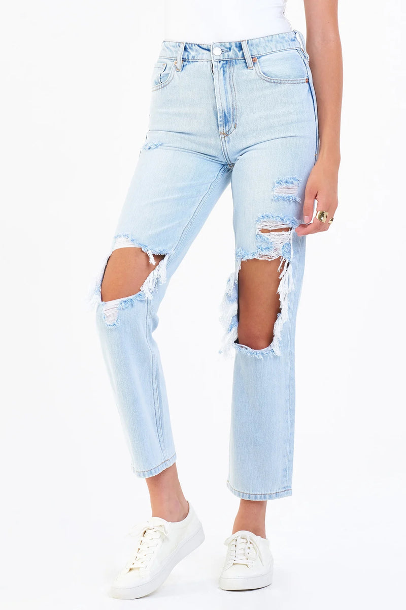 White Smoke Jodi Super High Rise Cropped Straight Jean Jeans