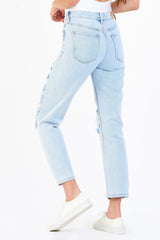 White Smoke Jodi Super High Rise Cropped Straight Jean Jeans