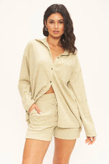 Beige Lonnie Rib Short Shorts