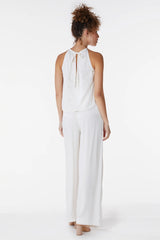 White Smoke Mixed Wide Leg Pant Pant