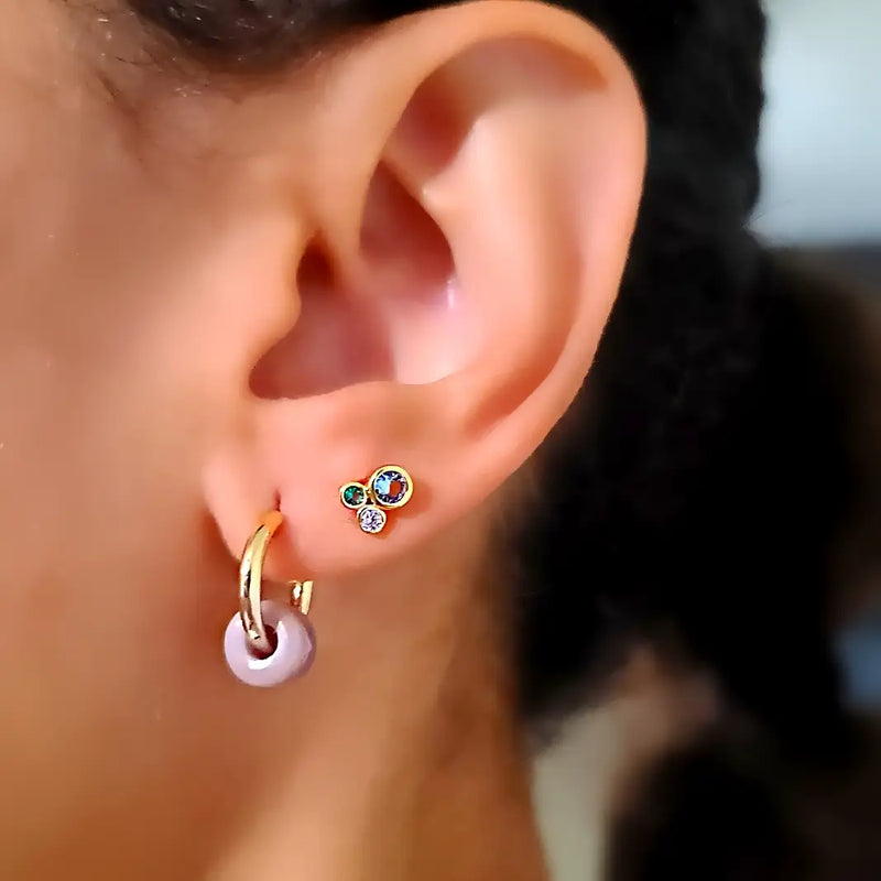 Rosy Brown Modernist Bezel Crystal Stud Earrings Earring