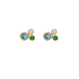 Gray Modernist Bezel Crystal Stud Earrings Earring