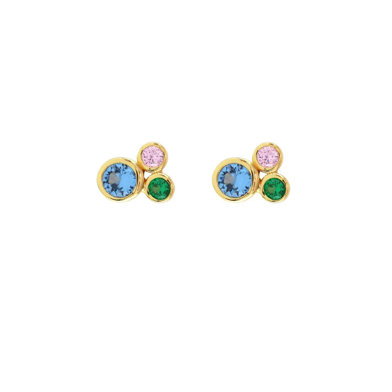 Gray Modernist Bezel Crystal Stud Earrings Earring