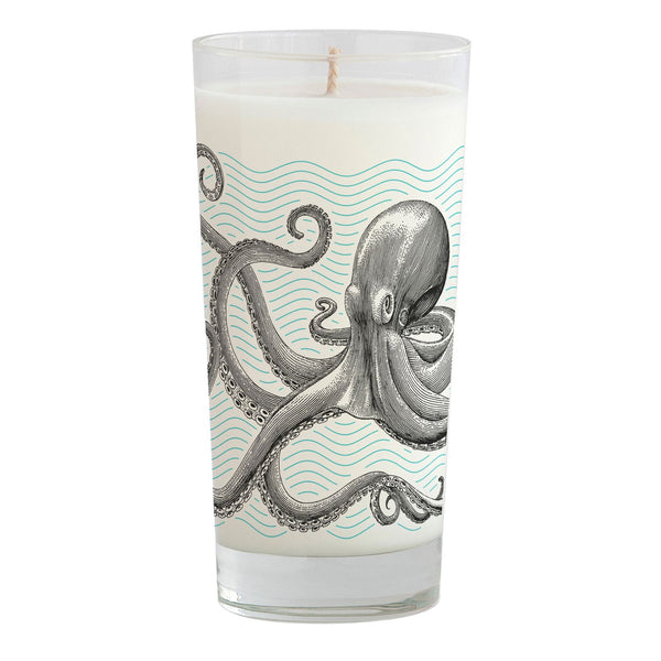 Light Gray Octopus Drinking Glass Candle Candle