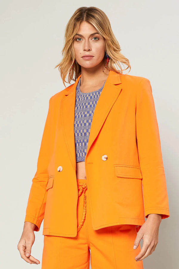 Light Gray Orange Blazer Coats & Jackets