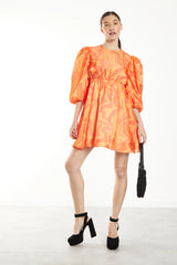 Beige Orange Marble Dress