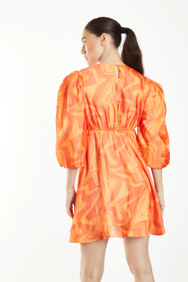 Beige Orange Marble Dress