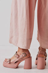 Gray Pamela Double Stack Platform Heels Shoes
