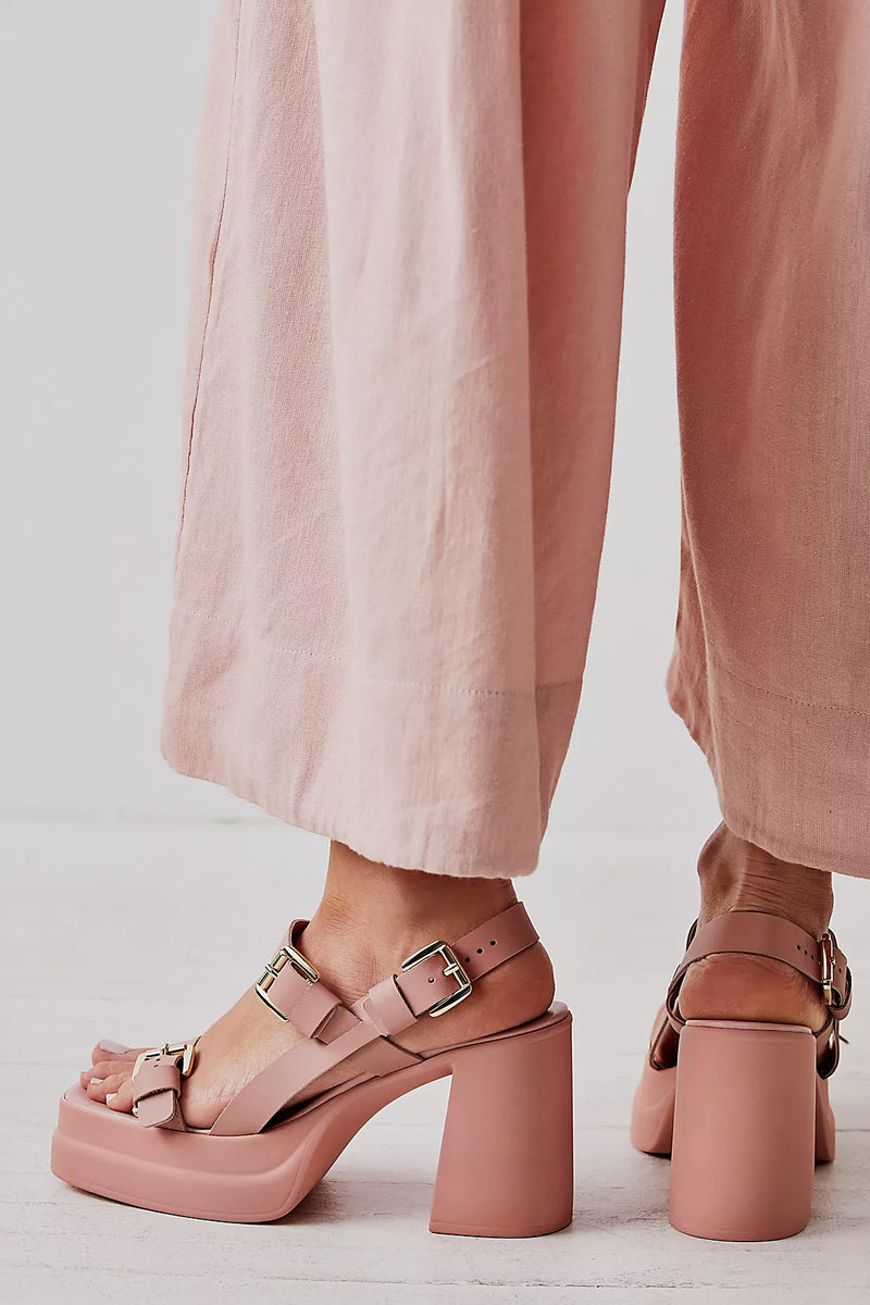 Gray Pamela Double Stack Platform Heels Shoes