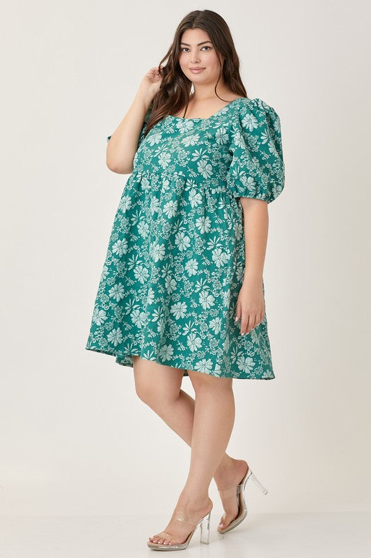 Light Gray Flower Garden Dress Mini Dress
