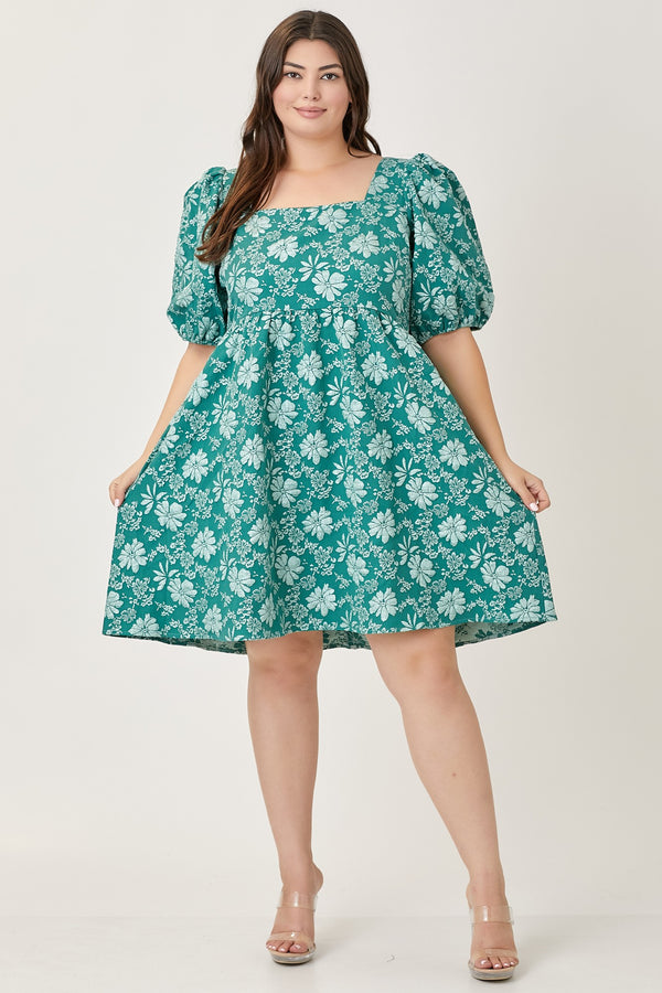 Light Gray Flower Garden Dress Mini Dress
