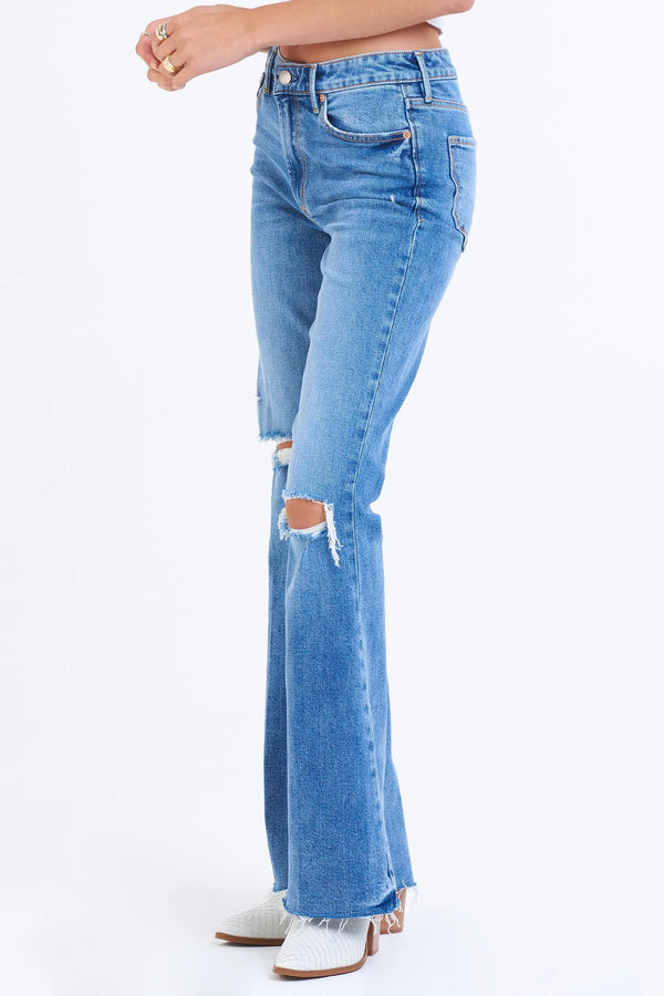 White Smoke Rosa High Rise Flare Jeans - San Clemente Jeans