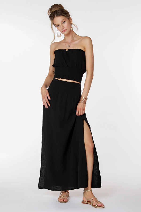 Black Maxi Smocked Skirt Maxi Skirt