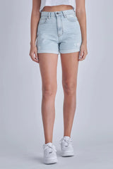 Gray Sofie Rolled Up Mom Shorts Denim Shorts