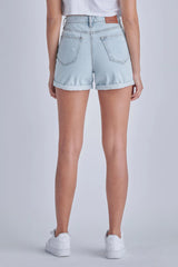 Gray Sofie Rolled Up Mom Shorts Denim Shorts