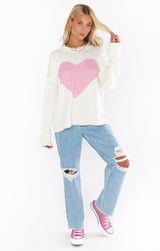 White Smoke Sweetheart Sweater Sweater