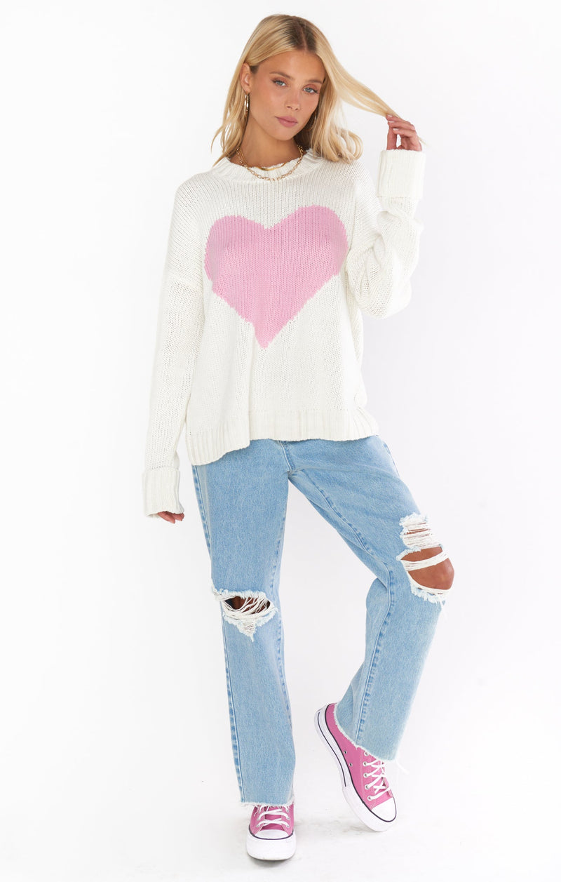 White Smoke Sweetheart Sweater Sweater