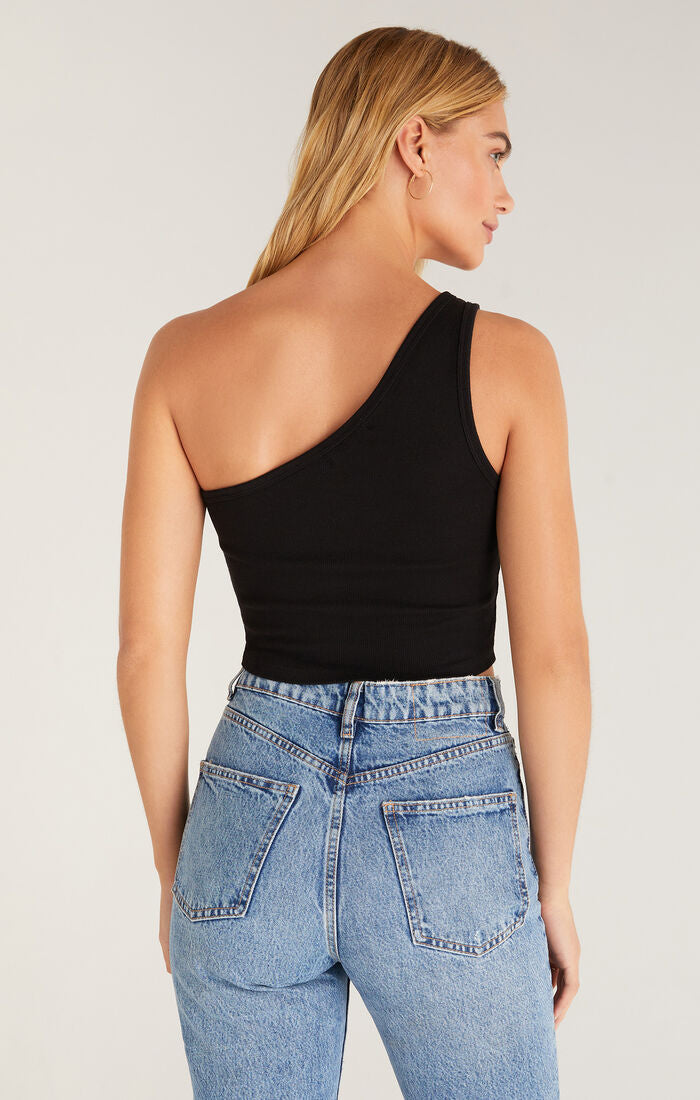 Light Gray Toni One Shoulder Rib Tank Tank